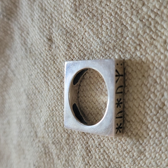 Square Viking Lettering 925 Sterling Silver Ring - Picture 5 of 7